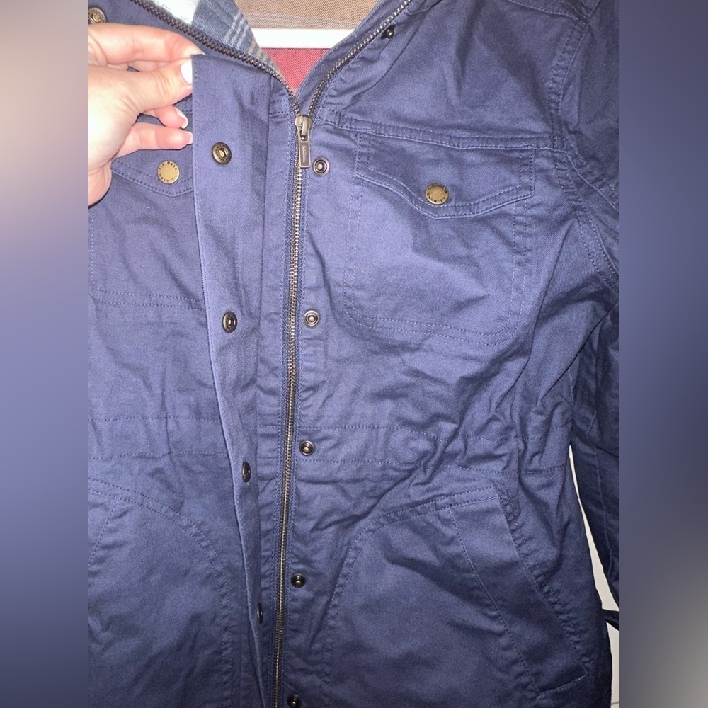 L.L. Bean Dark Blue Utility Jacket with White Sherpa Collar XS pet. outdoor fall - Picture 6 of 13